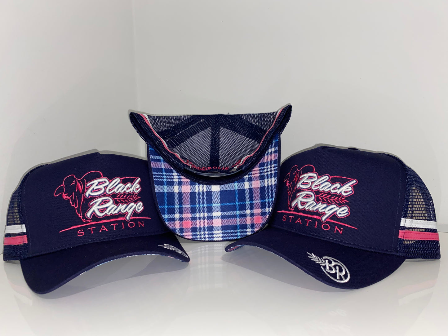 Trucker Cap - Navy / Pink With Gingham